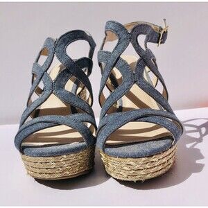 Jennifer Lopez Shoes Platform Demin Blue Size 6